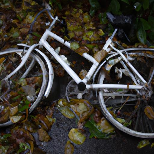 A bike left outdoors, vulnerable to rain and other elements.