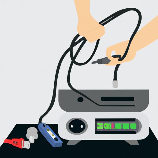 Setting up a game console: connecting cables and adjusting settings.