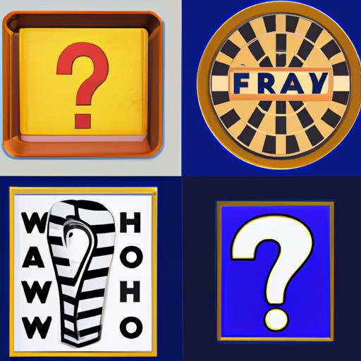 Iconic game show logos including 'Jeopardy!', 'Who Wants to Be a Millionaire?', and 'Family Feud'.